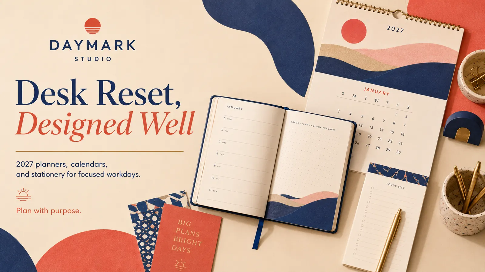 Daymark Studio — Desk Reset, Designed Well social graphic
